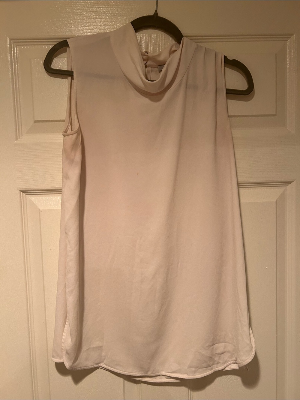 MM Le Fleur Sleeveless Cream Mock-Neck Blouse